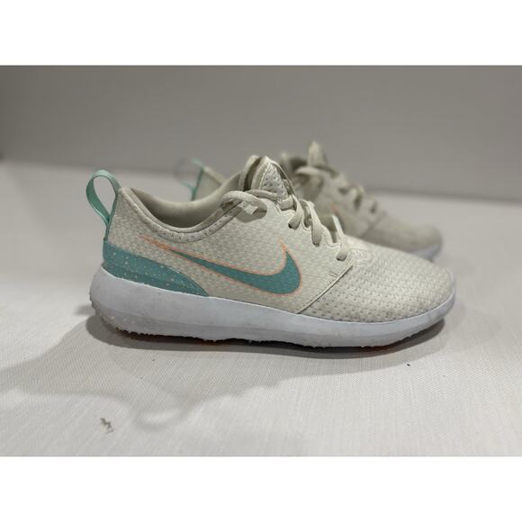 NIKE Golf Ladies Roshe G Spikeless Shoes White Turquoise Peach Size 9 - Picture 1 of 5